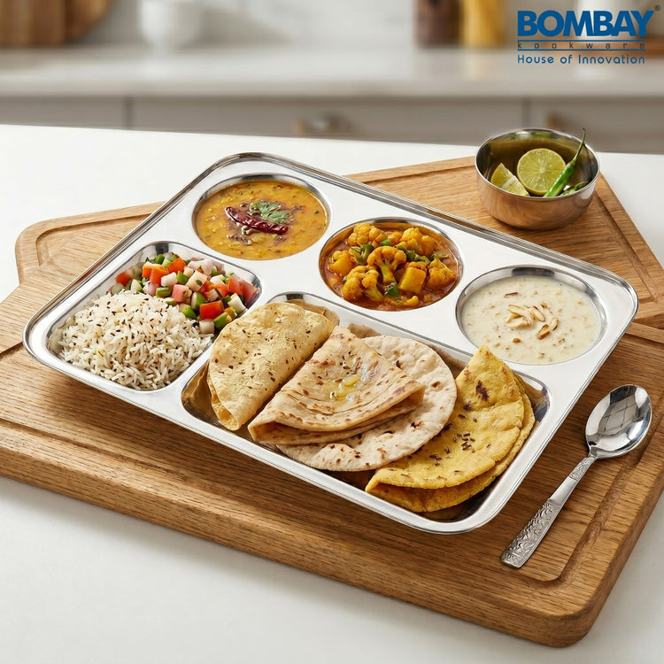 Stainless Steel Compartment Plates ( 5In 1) Bhojan Thali