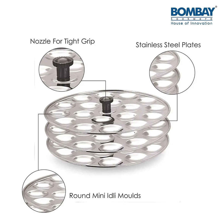 Stainless Steel 54 Mini Idli 3 Plate