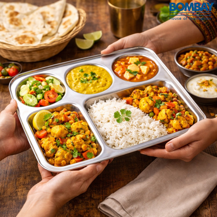 Stainless Steel Compartment Plates ( 5In 1) Bhojan Thali