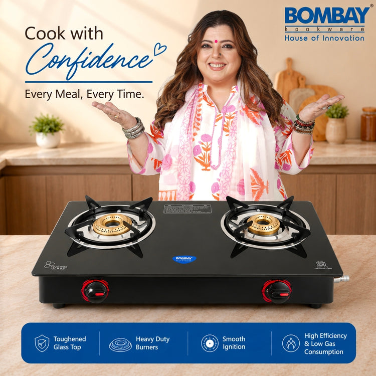 Gas stove 2 burner Glass Top