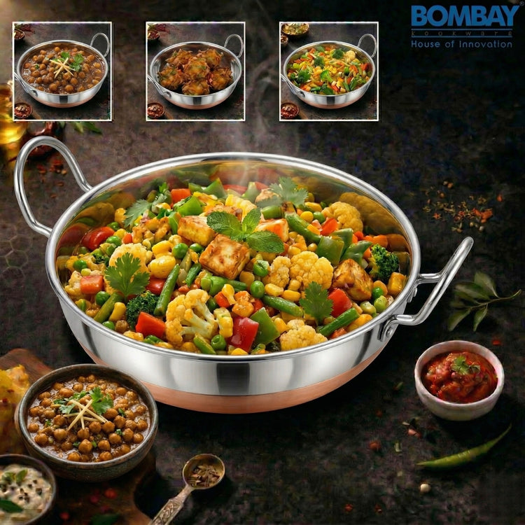 Stainless Steel Kadai With Copper Bottom 22cm, 2 Ltr