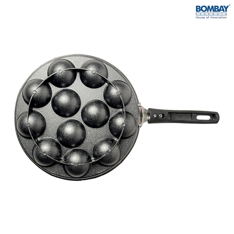 Non-Stick Appam Maker | 12 Cavity | Stainless Steel Lid | Single Handle