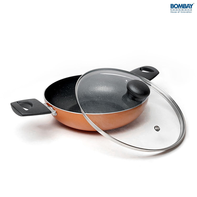 Non-Stick 3 Pcs Gift Set | Dosa Tawa 25 cm | Kadai 1.8 l | Glass Lid