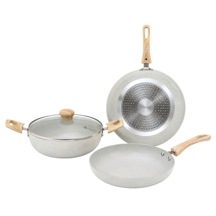 Majestic 4 Pcs Gift Set | Dosa Tawa 25.5 cm | Fry Pan 22 cm | Kadai 22 cm | Glass Lid
