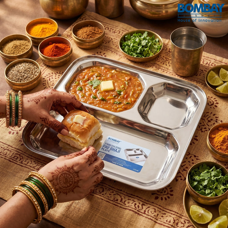 Stainless Steel Pav Bhaji Plate