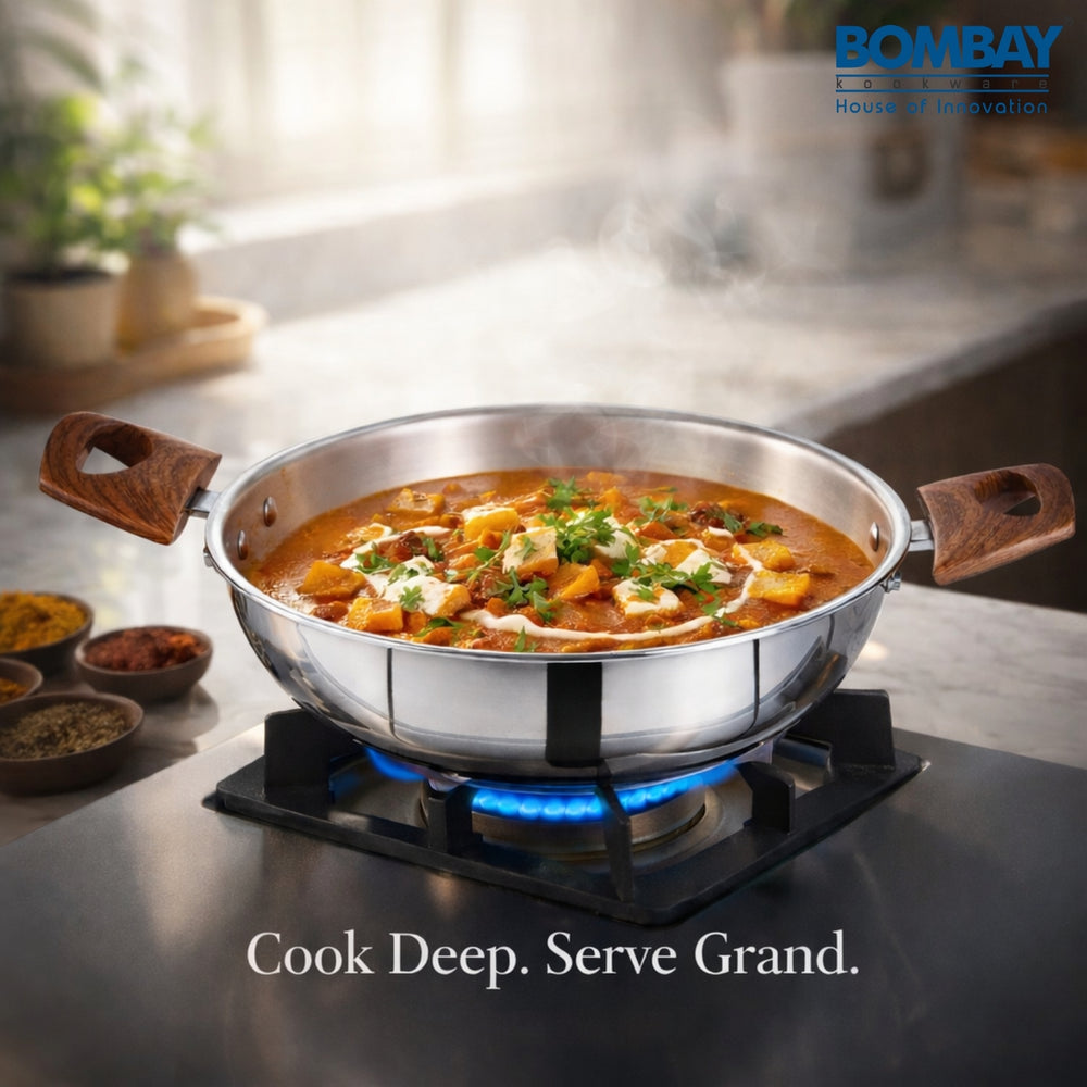 Triply Kadai 24 cm, With glass lid, Induction base