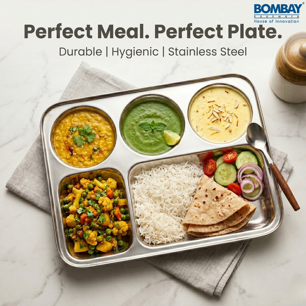 Stainless Steel Compartment Plates ( 5In 1) Bhojan Thali