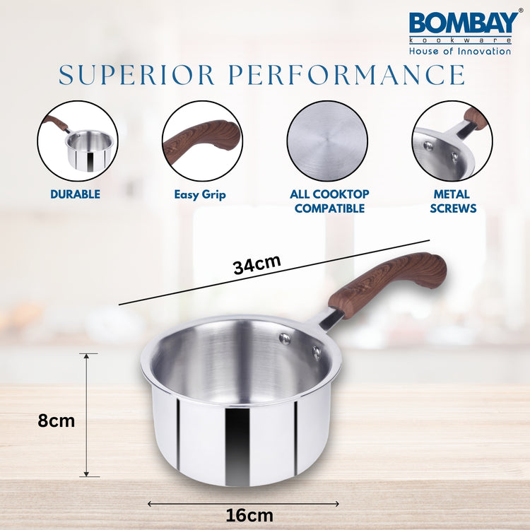 Triply Sauce Pan 14 cm, Induction Base