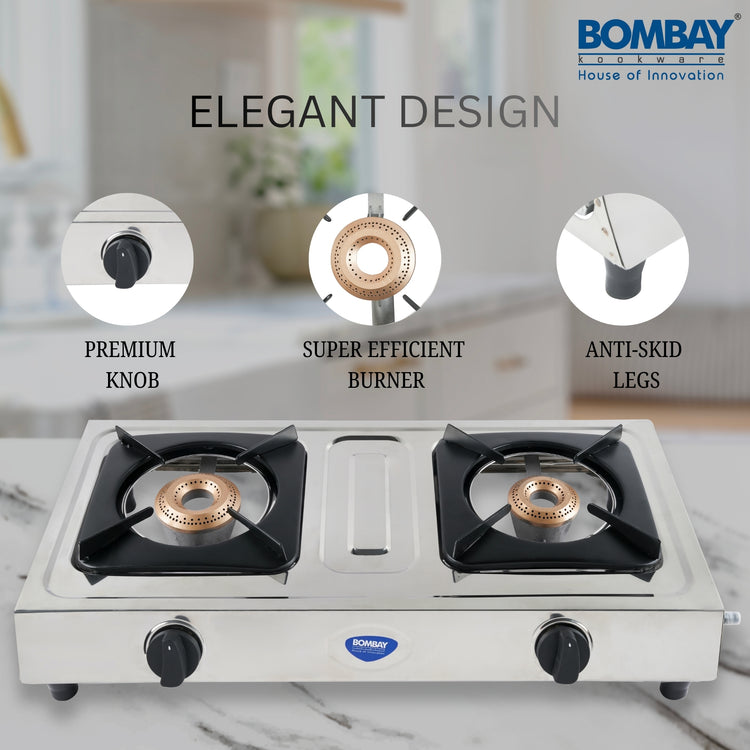 Gas stove 2 burner Steel Top