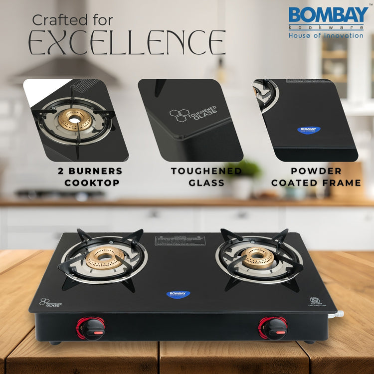 Gas stove 2 burner Glass Top