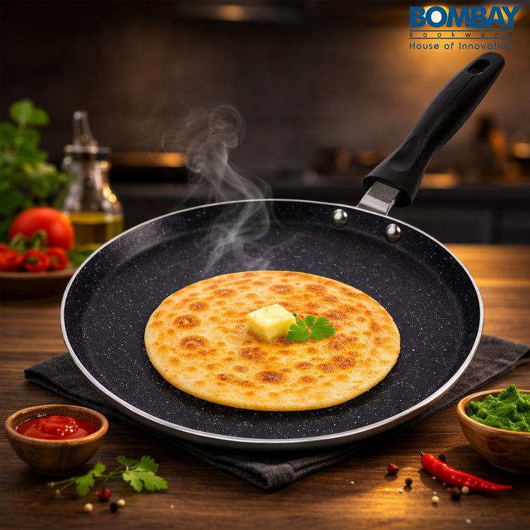 Aluminium Non-Stick Dosa Tawa | 24 cm | Maroon Marble Finish