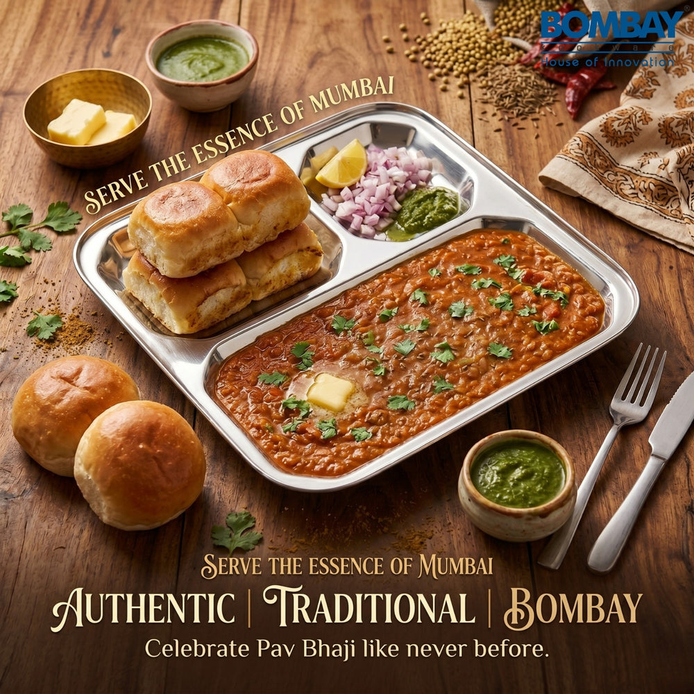 Stainless Steel Pav Bhaji Plate
