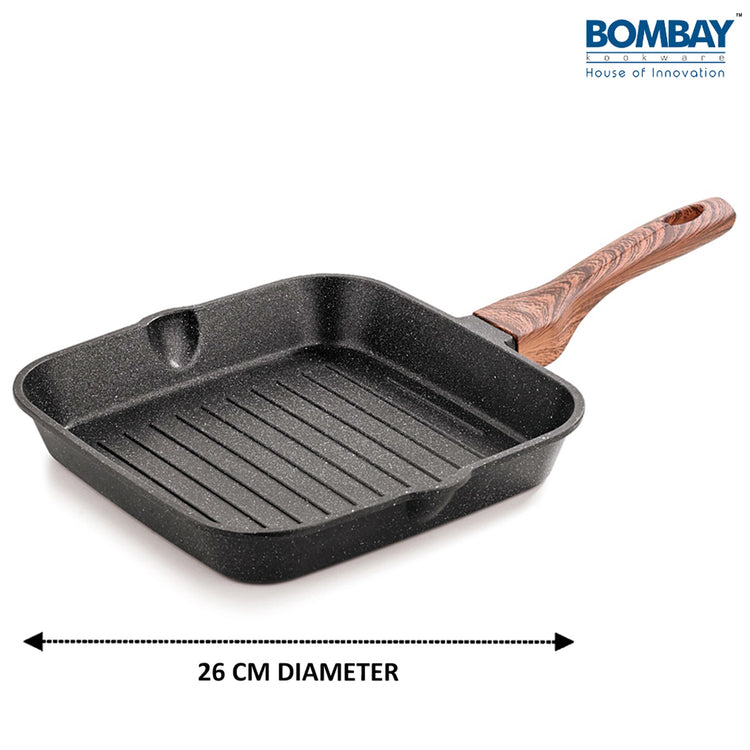 Grill Pan - 26 cm | Wooden Finish Handle