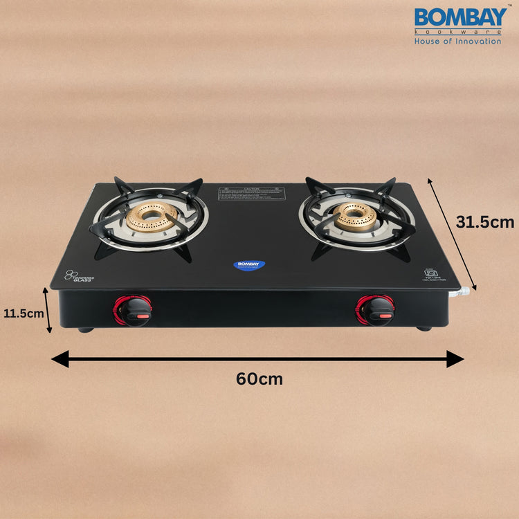 Gas stove 2 burner Glass Top