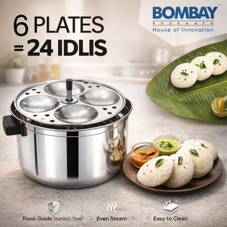 Stainless Steel Idli Cooker 6 Plate