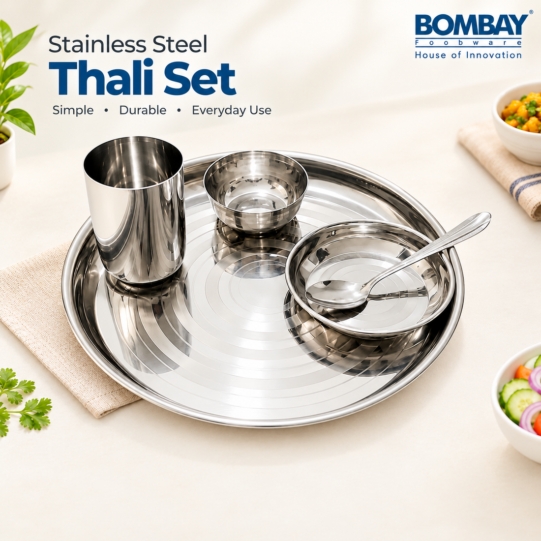 Bombay Kookware Stainless Steel Thali Set Pack of 5