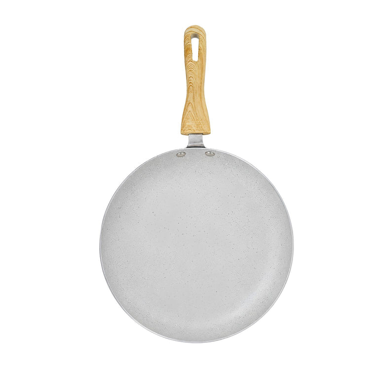 Majestic Non – Stick Fry Pan | 22 cm | Ivory | Wooden Finish Handle | Induction Base
