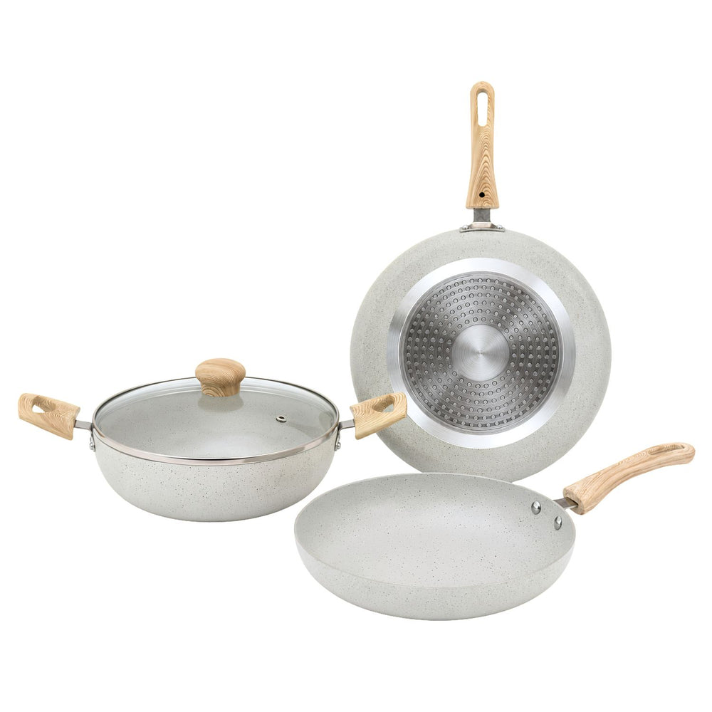 Majestic 4 Pcs Gift Set | Dosa Tawa 25.5 cm | Fry Pan 22 cm | Kadai 22 cm | Glass Lid